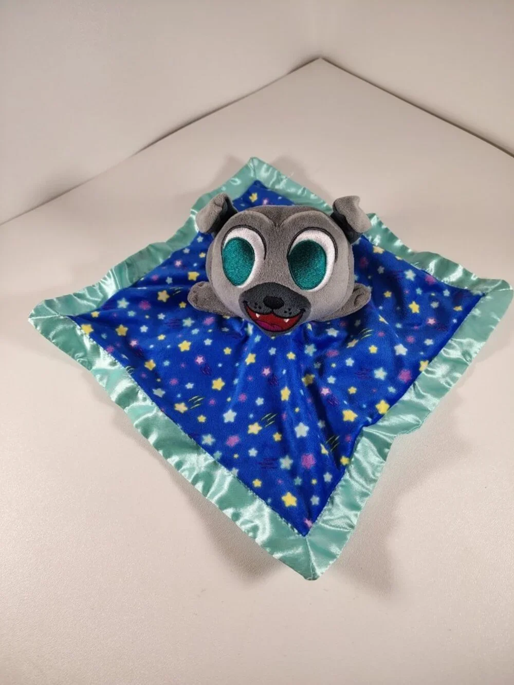 Disney Puppy Dog Pals Bingo Plush Security Blanket Lovey Blue Star Satin Trim